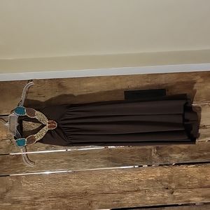 Brown beaded halter dress size small